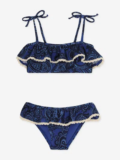 Zimmermann Kids'  Girls Ottie Trim Frill Bikini In Blue