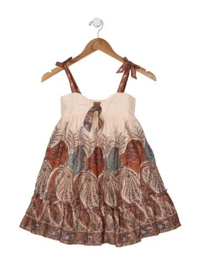 Pre-owned Zimmermann Babies' Girls' Paisley Printed Dress In Orange