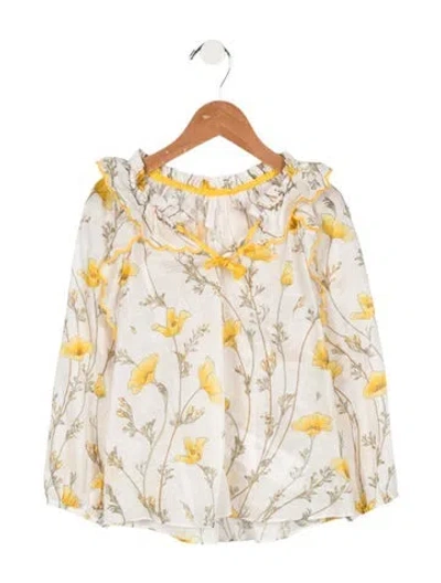 Pre-owned Zimmermann Kids' Girls' Pattern Long Sleeve Top In Neutrals