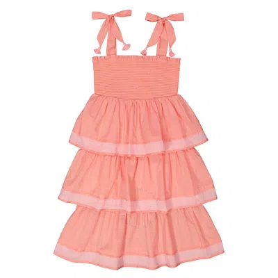Zimmermann Girls Peach Tiggy Shired Tier Dress In Pink