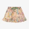 ZIMMERMANN GIRLS PINK COTTON FLORAL SKIRT