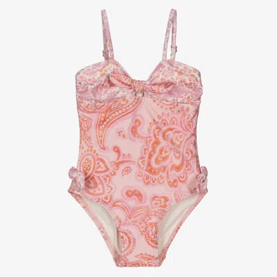 Zimmermann Babies' Girls Pink Paisley Bow Swimsuit