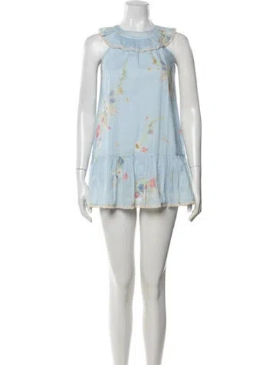 Pre-owned Zimmermann Kids' Girls' Printed Sleeveless Dress In Blue