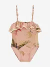 Zimmermann Girls Rhiannon Trim Frill Swimsuit In Pink