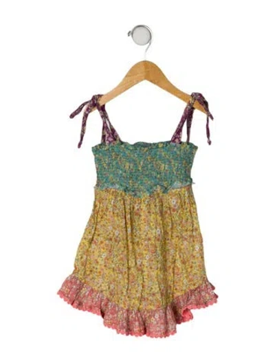 Pre-owned Zimmermann Babies'  Girls Sleeveless Dress In Green/pink/yellow