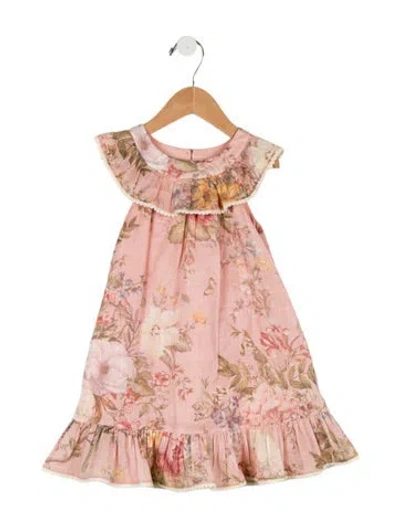 Pre-owned Zimmermann Babies' Girls' Sleeveless Floral Dress In Pink