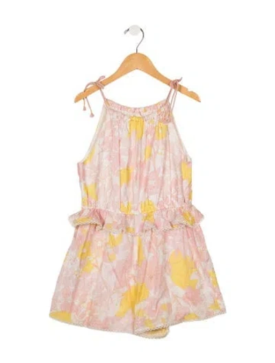 Pre-owned Zimmermann Kids' Girls Sleeveless Floral Pattern Dress In White