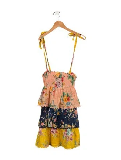 Pre-owned Zimmermann Babies' Girls' Sleeveless Floral Print Dress In Multi