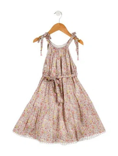 Pre-owned Zimmermann Babies' Girls' Sleeveless Floral Print Dress In Neutral