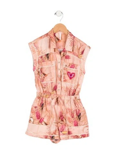 Pre-owned Zimmermann Kids' Girls Sleeveless Jumpsuit In Pink