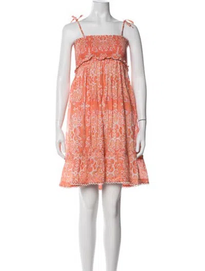 Pre-owned Zimmermann Kids' Girls' Sleeveless Printed Dress In Orange