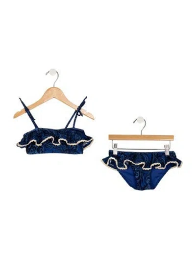 Pre-owned Zimmermann Kids' Girls' Two Piece Swimsuit In Blue