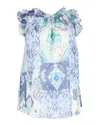 Zimmermann Glassy Ruffle Blouse In Blue Silk In Blue