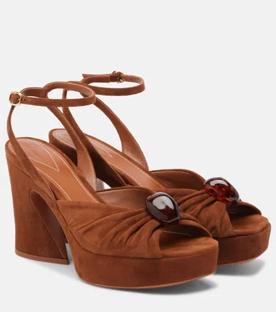 Zimmermann Gleam 120 Suede Platform Sandals In Brown