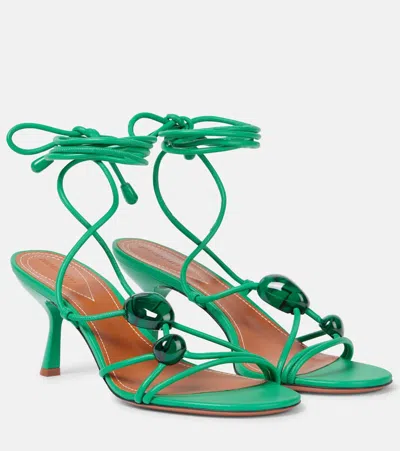 Zimmermann Gleam 65 Embellished Leather Sandals In Green