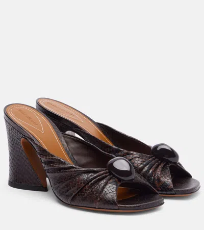 Zimmermann Gleam 85 Snake-effect Leather Mules In Brown