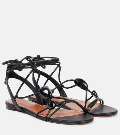Zimmermann Gleam Leather Sandals In Black