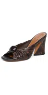 Zimmermann Gleam Embellished Gathered Snake-effect Leather Mules In Brown