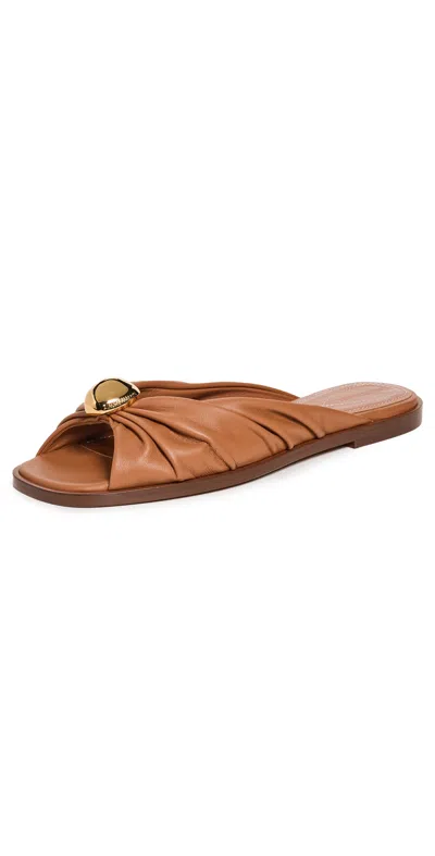 Zimmermann Leather Gleam Slides In Brown