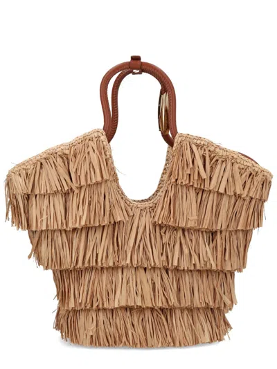 Zimmermann Goldemtine Small Raffia Tote Bag In Sand