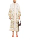 Zimmermann Womens Cream Peony Printed Silk-belt Buttoned Linen Midi Dress Xxs In Multi