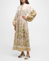 Zimmermann Golden Belted Floral-print Linen Midi Dress In Sage Toile Floral