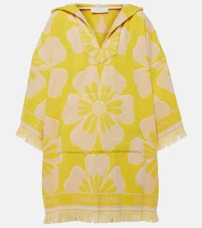 Zimmermann Golden Terry Cloth Hoodie Dress In Multicoloured 1