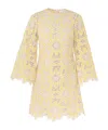 Zimmermann Womens Floral-pattern Long-sleeved Cotton-blend Mini Dress Cream Yellow In Nude