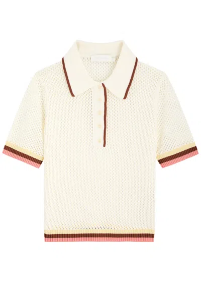 Zimmermann Golden Open-knit Polo Shirt In Multicoloured 1