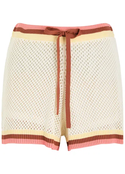 Zimmermann Golden Open-knit Shorts In Multicoloured 1