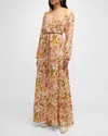 Zimmermann Golden Belted Floral-print Linen Maxi Dress In Pink Rose
