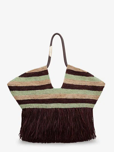 Zimmermann Golden Time Rafia Shoulder Bag With Fringe In Brown