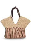 Zimmermann Goldentime Large Embellished Leather-trimmed Fringed Raffia Tote In Multi