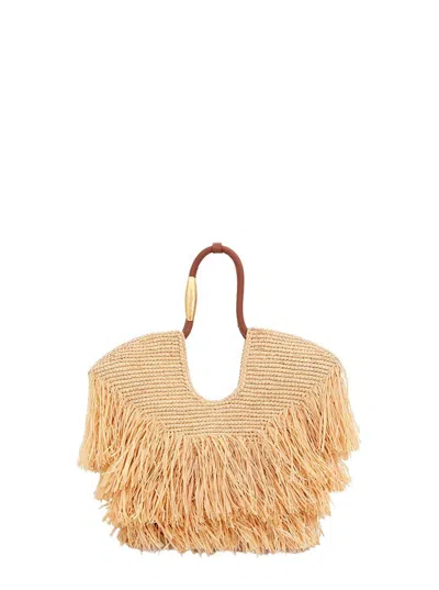 Zimmermann 'goldentime' Beoge Shoulder Bag With Adjustable And Removable Shoulder Strap And Fringed Details In 