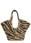Zimmermann Goldentime Small Leather-trimmed Raffia-jacquard Tote In Neutral