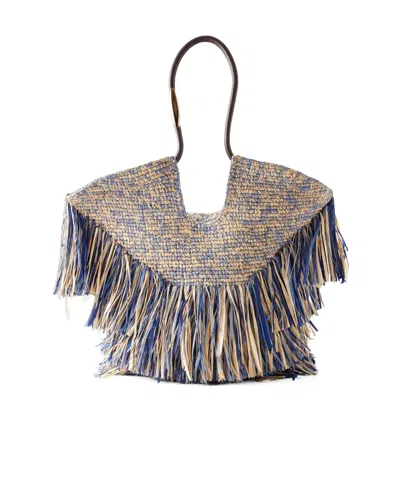 Zimmermann Goldentime Fringed Leather And Fabric-trimmed Raffia Medium Tote In Multicolor