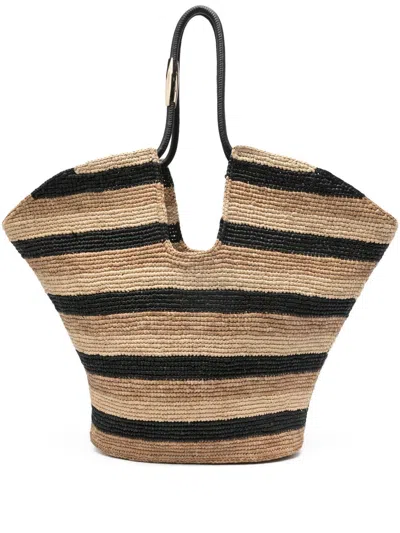 Zimmermann Goldentime Large Rafia Tote In Black