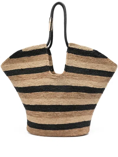 Zimmermann Goldentime Large Rafia Tote In Black