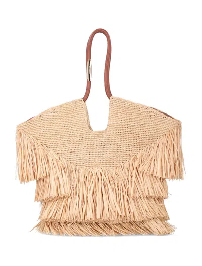 Zimmermann Goldentime Medium Rafia Tote In Beige