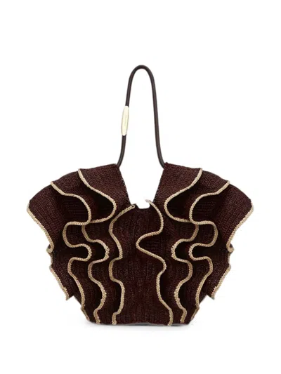 Zimmermann Goldentime Medium Rafia Tote In Brown