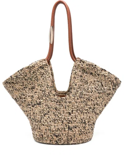 Zimmermann Goldentime Medium Rafia Tote In Sand
