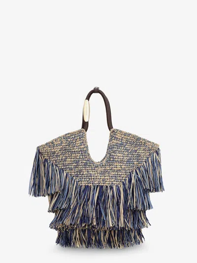 Zimmermann Goldentime Raffia Handbag In Blue