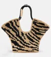 Zimmermann Goldentime Small Leather-trimmed Raffia-jacquard Tote In Neutral