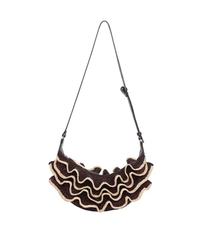 Zimmermann Goldentime Ruffle Shoulder Bag In Purple