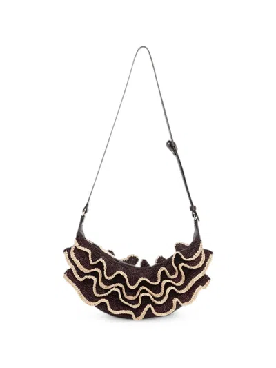 Zimmermann Goldentime Ruffled Shoulder Bag In Brown