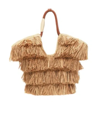 Zimmermann Goldentime Small Fringe Tote In Brown