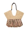 Zimmermann Goldentime Large Embellished Leather-trimmed Fringed Raffia Tote In Natural