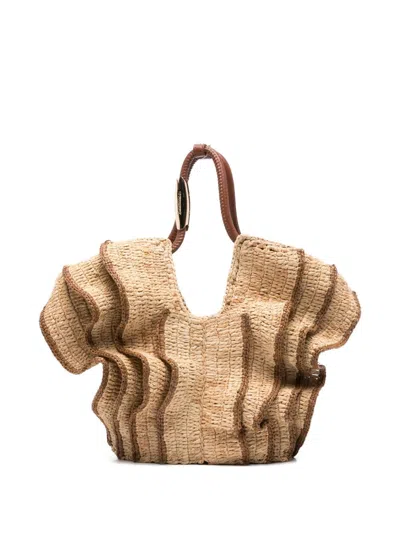 Zimmermann Goldentime Small Rafia Tote In Neutral