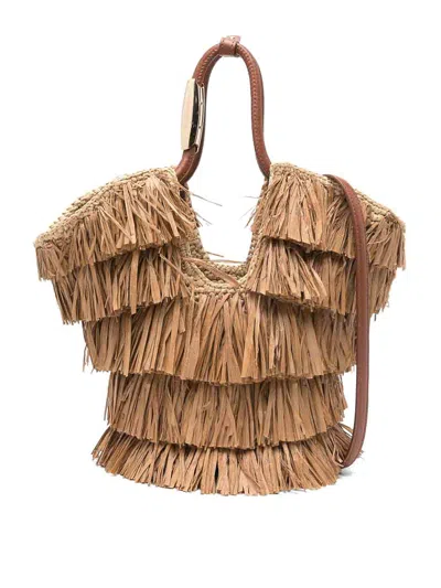 Zimmermann Goldentime Small Tote Bag In Sand