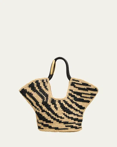 Zimmermann Goldentime Zebra Raffia Small Tote Bag